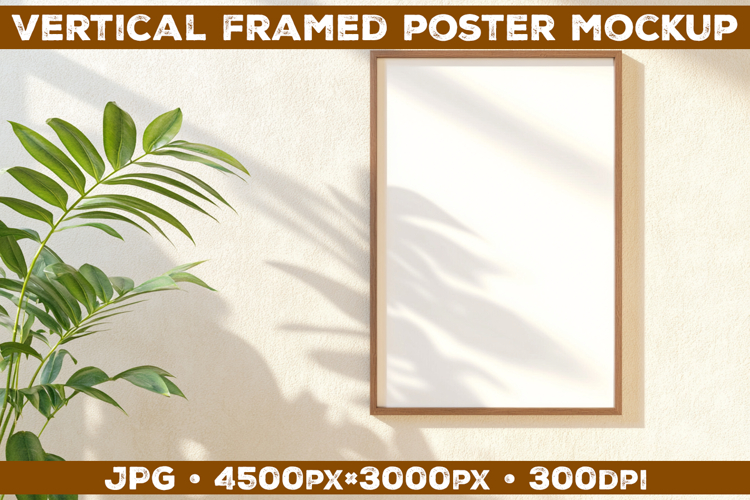 Framed Poster Mockup on Beige Textured Wall