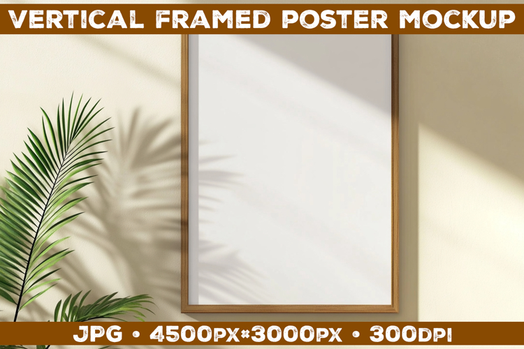 Framed Poster Mockup on Beige Textured Wall