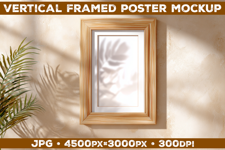 Framed Poster Mockup on Beige Textured Wall