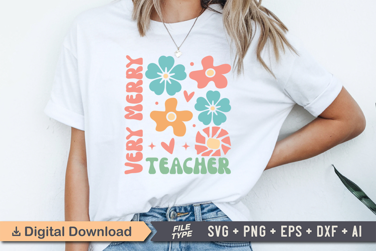 Very Merry Teacher SVG | Boho Teacher SVG | Teacher PNG