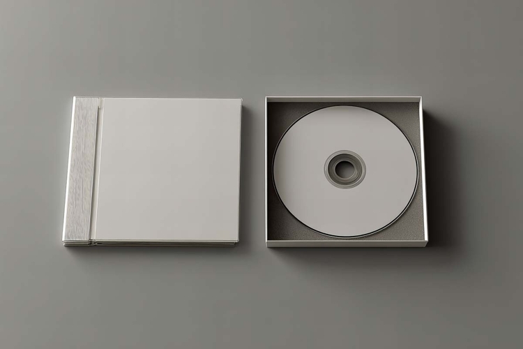 A white blank CD and its case mockup