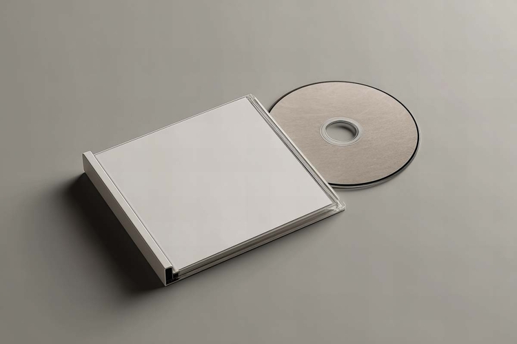 Mockup of a Compact Disc and Its Case