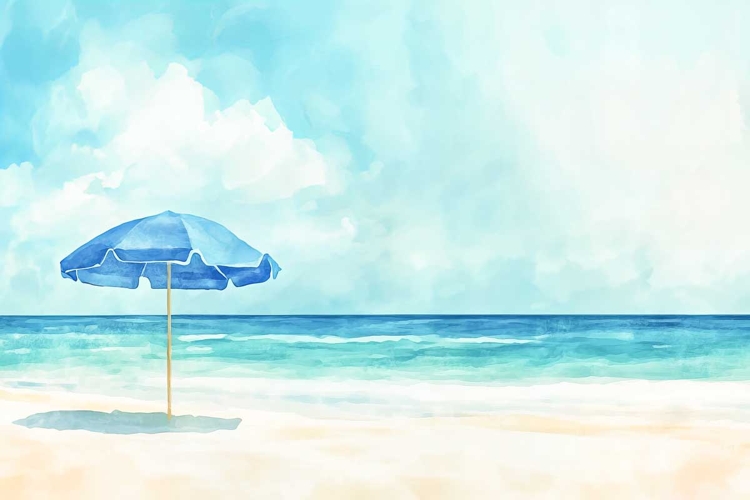 tropical beach watercolour