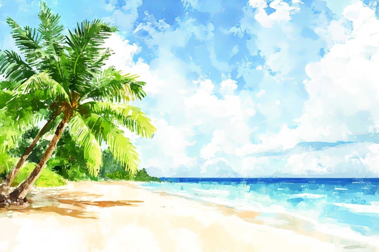 tropical beach watercolour paradise