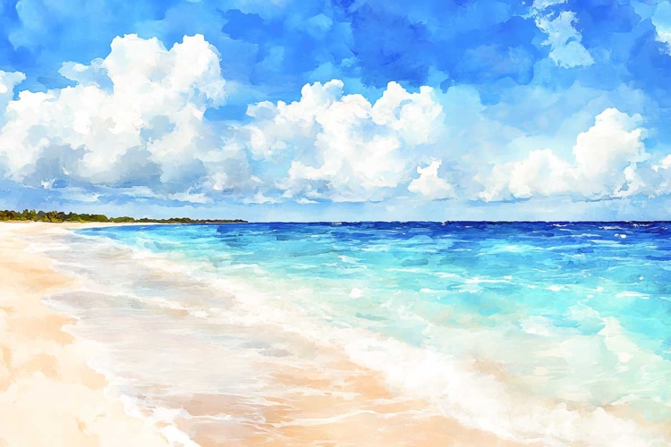 tropical beach watercolour paradise