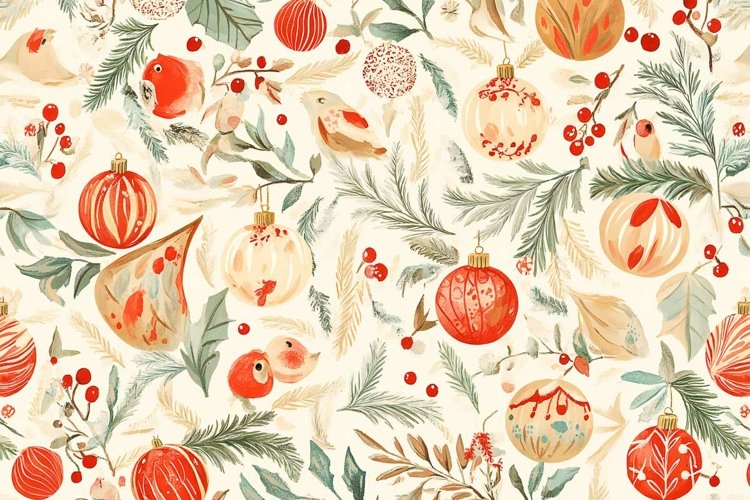 Xmas New Years Pattern with Balls