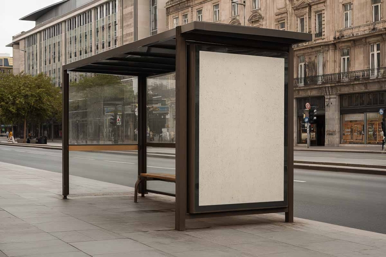 bus stop poster mockup Outside