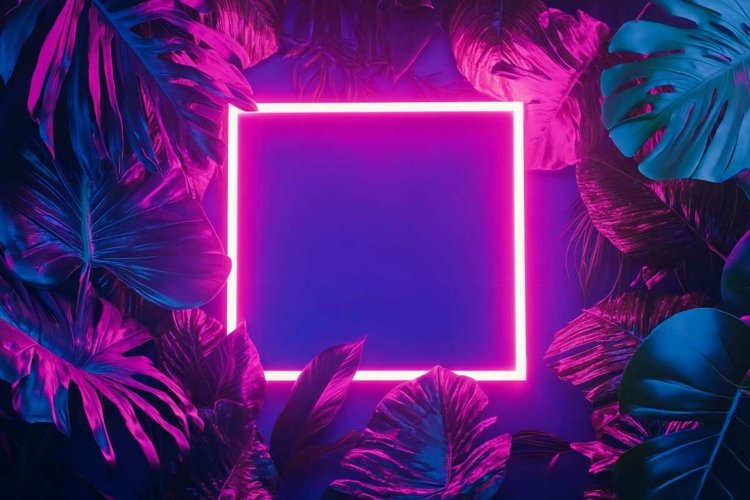 Square Frame in Neon Fluorescent Light