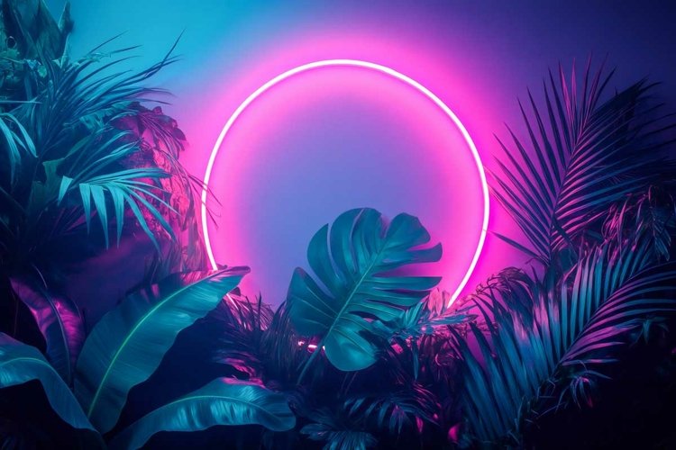 Round Frame in Neon Fluorescent Light