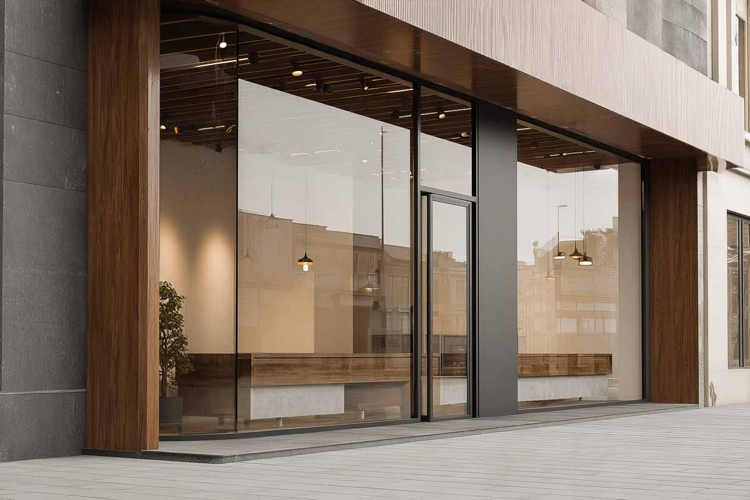 modern office building, empty glass front template