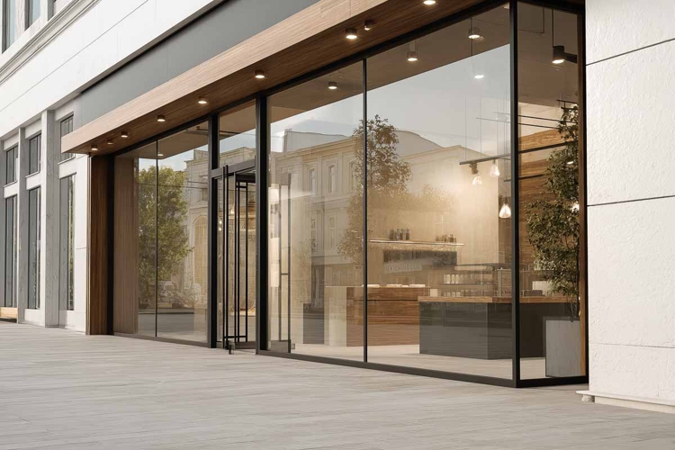 modern office building, empty glass front template