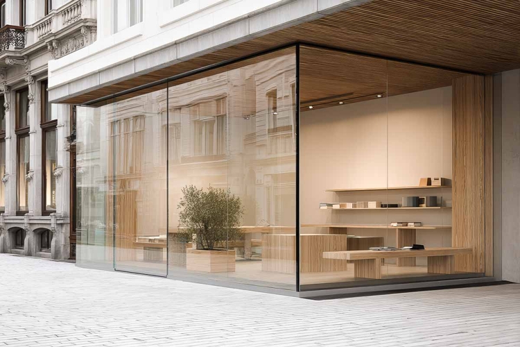 modern office building, empty glass front template