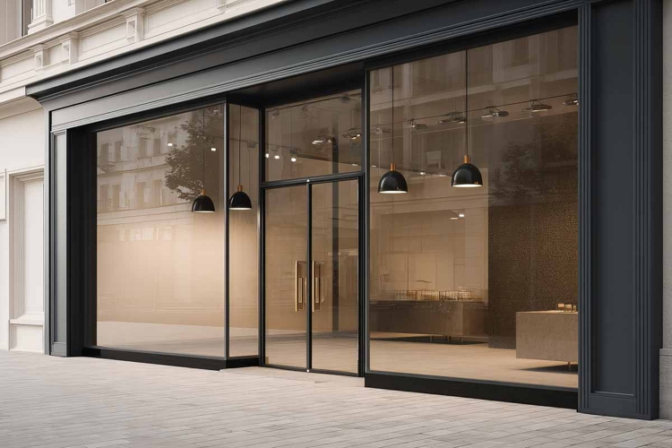 modern office building, empty glass front template