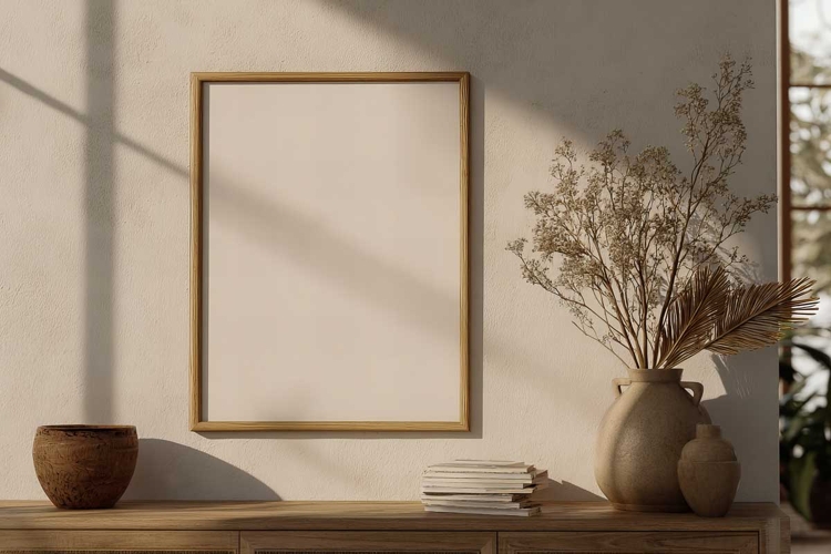 poster frame Mockup in home interior