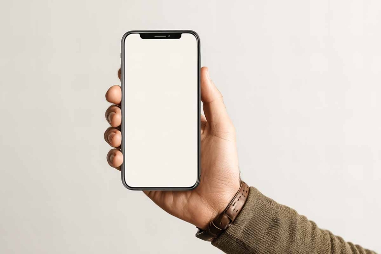 mobile phone mockup in hand
