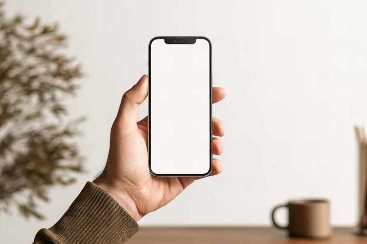 mobile phone mockup in hand