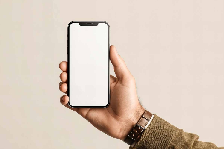 mobile phone mockup in hand