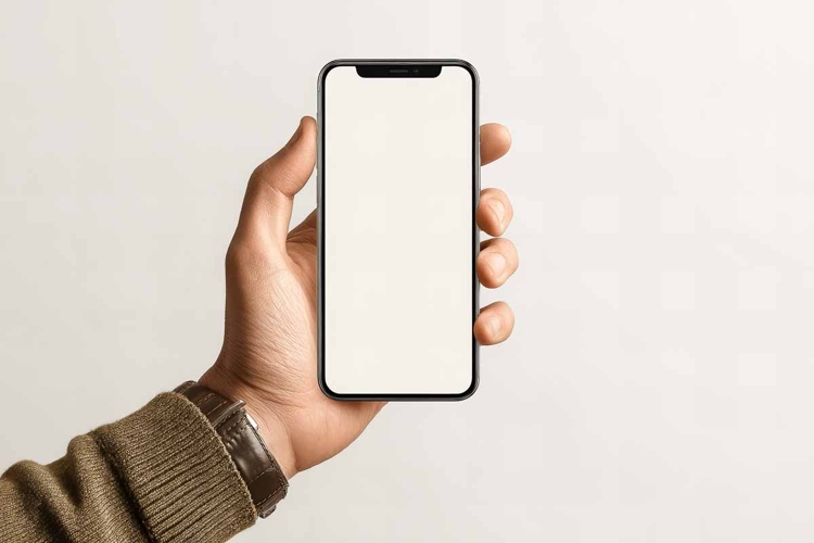 mobile phone mockup in hand