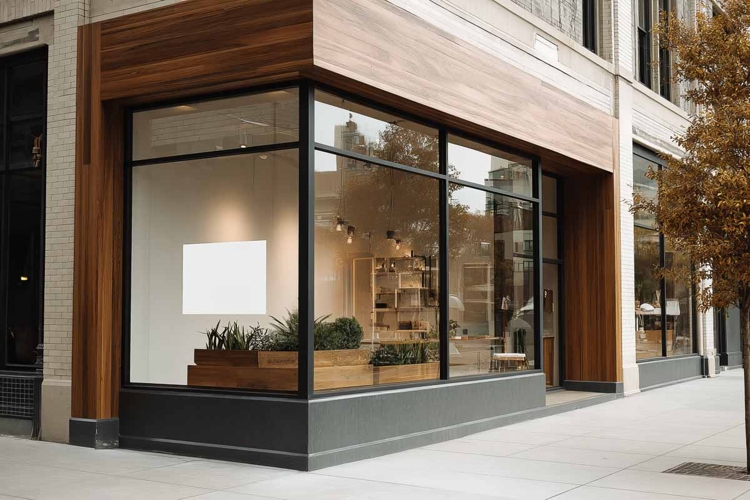 glass office storefront mockup