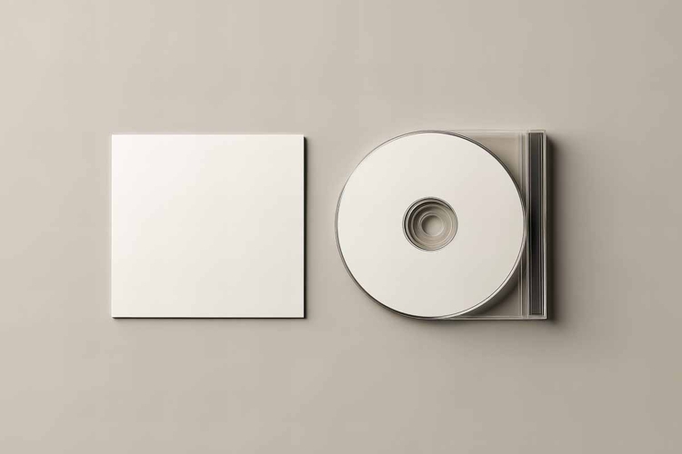 A white blank CD and its case mockup