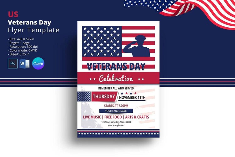 US Veterans Day Flyer Template