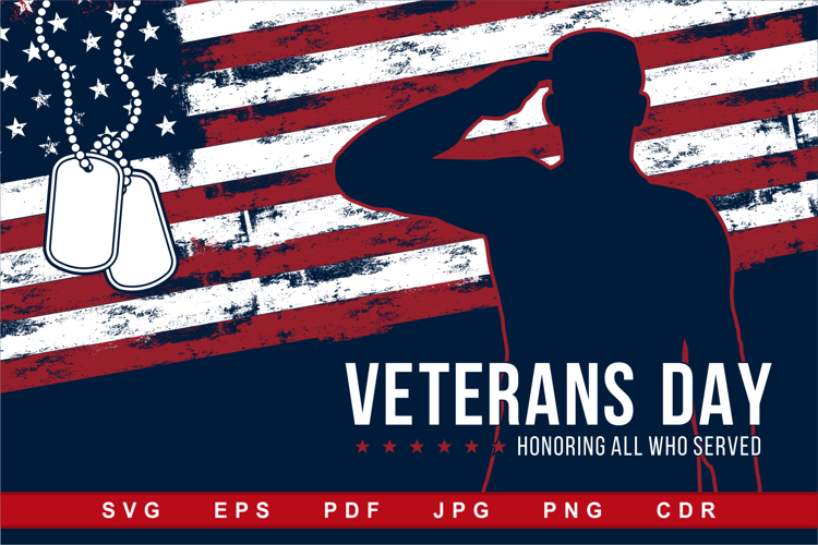 Veterans Day Salute with American Flag Background