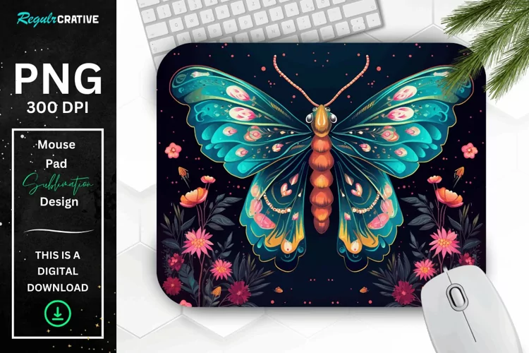 Vibrant Colors Mystical Moth Mouse pad