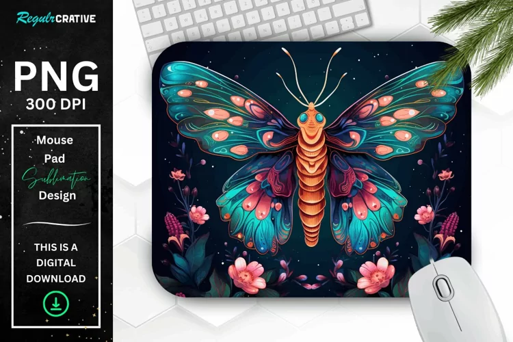 Vibrant Colors Mystical Moth Mouse pad