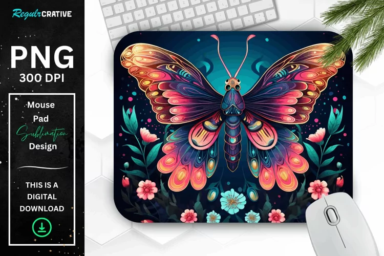 Vibrant Colors Mystical Moth Mouse pad
