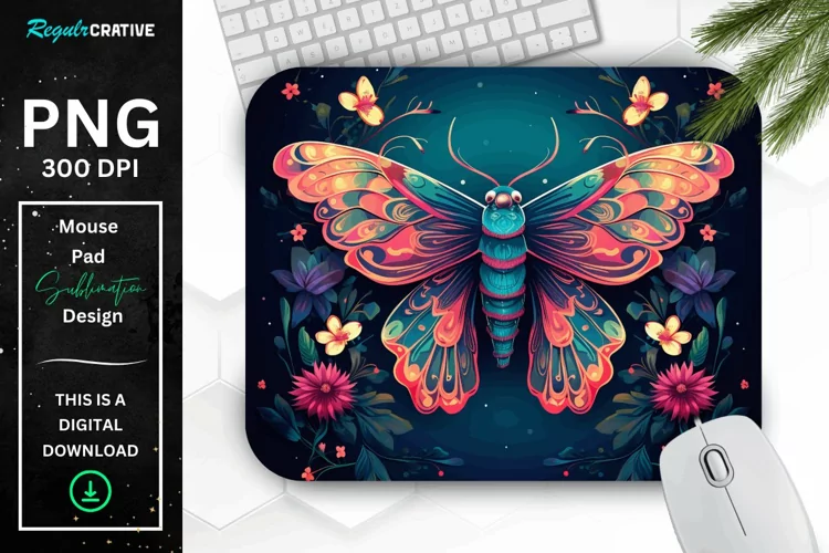 Vibrant Colors Mystical Moth Mouse pad