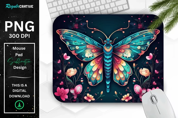 Vibrant Colors Mystical Moth Mouse pad