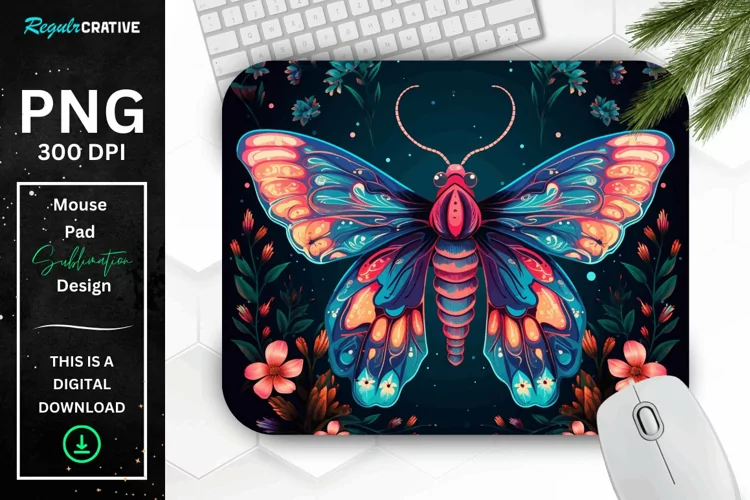 Vibrant Colors Mystical Moth Mouse pad
