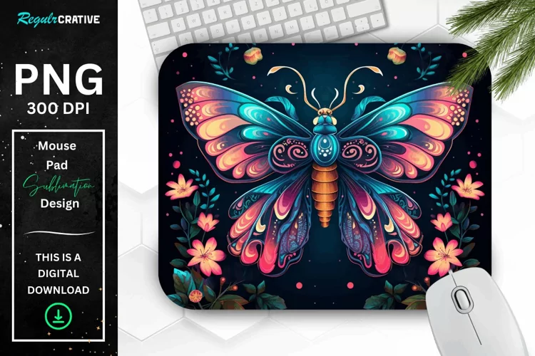 Vibrant Colors Mystical Moth Mouse pad
