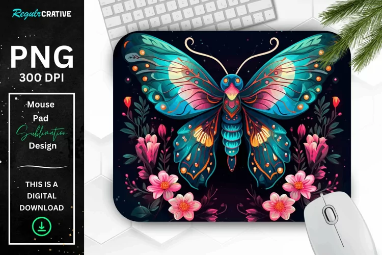 Vibrant Colors Mystical Moth Mouse pad
