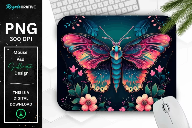 Vibrant Colors Mystical Moth Mouse pad