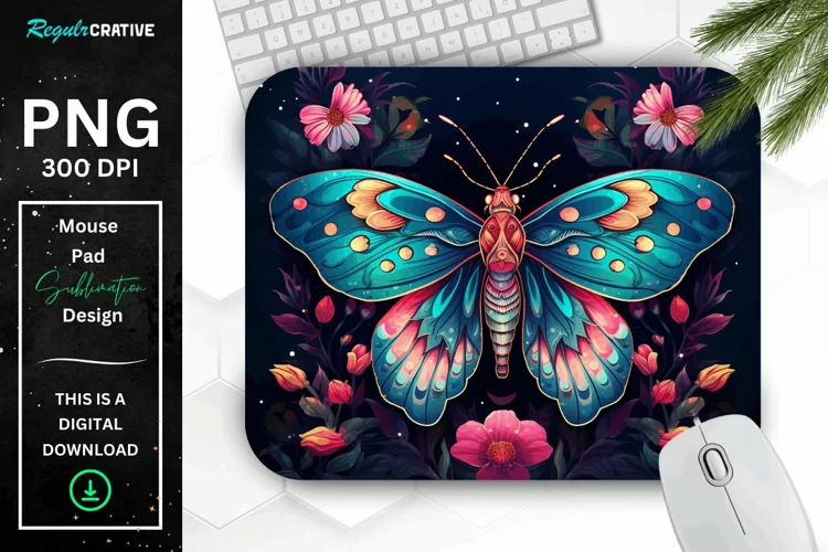 Vibrant Colors Mystical Moth Mouse pad