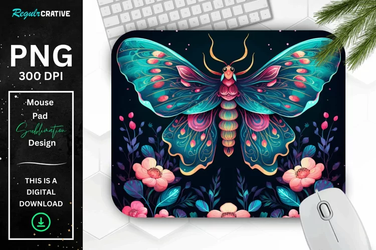 Vibrant Colors Mystical Moth Mouse pad