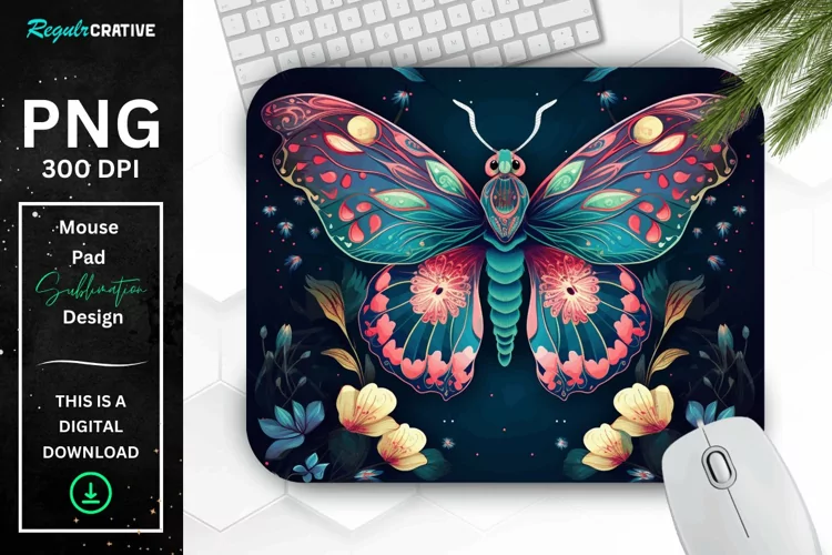 Vibrant Colors Mystical Moth Mouse pad