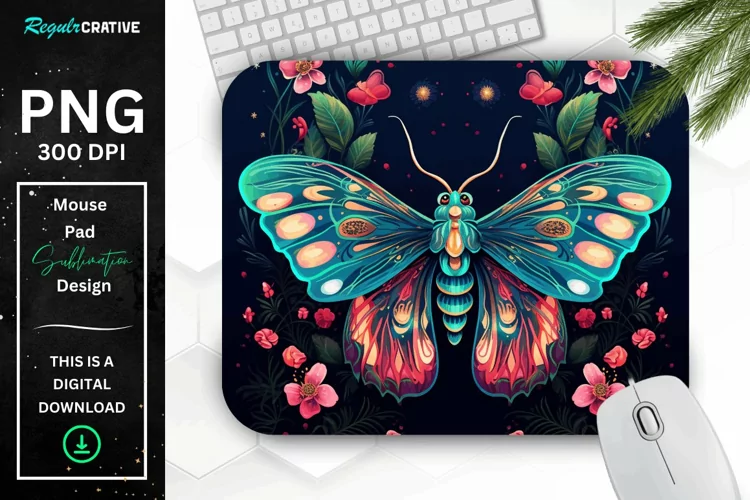 Vibrant Colors Mystical Moth Mouse pad