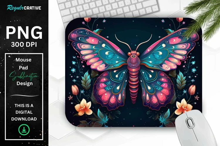 Vibrant Colors Mystical Moth Mouse pad