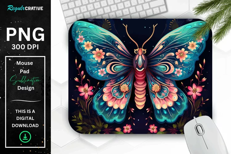Vibrant Colors Mystical Moth Mouse pad
