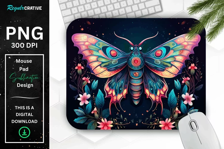 Vibrant Colors Mystical Moth Mouse pad