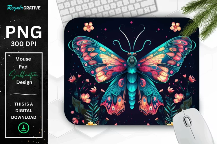 Vibrant Colors Mystical Moth Mouse pad