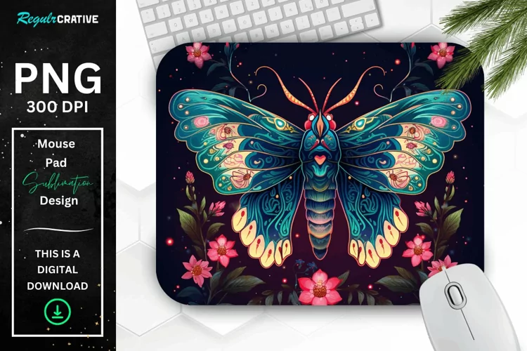 Vibrant Colors Mystical Moth Mouse pad