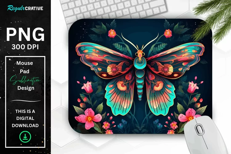 Vibrant Colors Mystical Moth Mouse pad