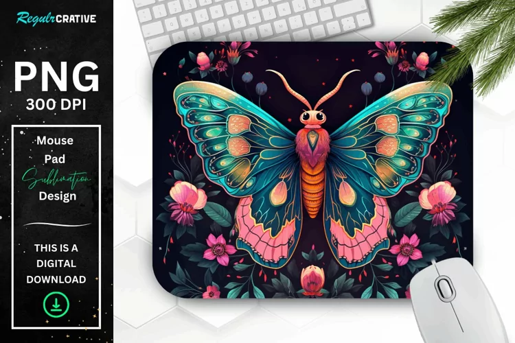 Vibrant Colors Mystical Moth Mouse pad
