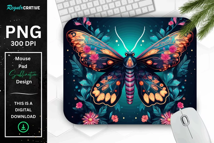Vibrant Colors Mystical Moth Mouse pad