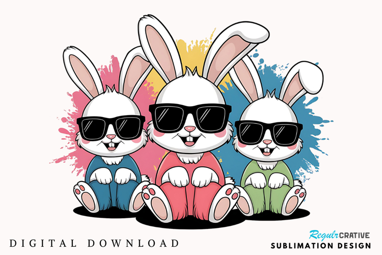 Vibrant Easter Bunnies Valentine's Day Sublimation PNG example image 1