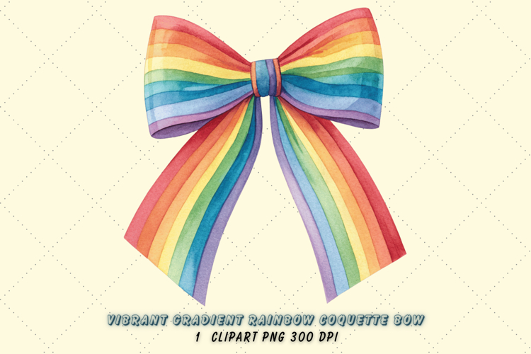 Vibrant Gradient Rainbow Coquette Bow Clipart