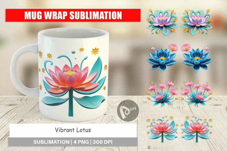 Mug Wrap Design Lotus Vibrant